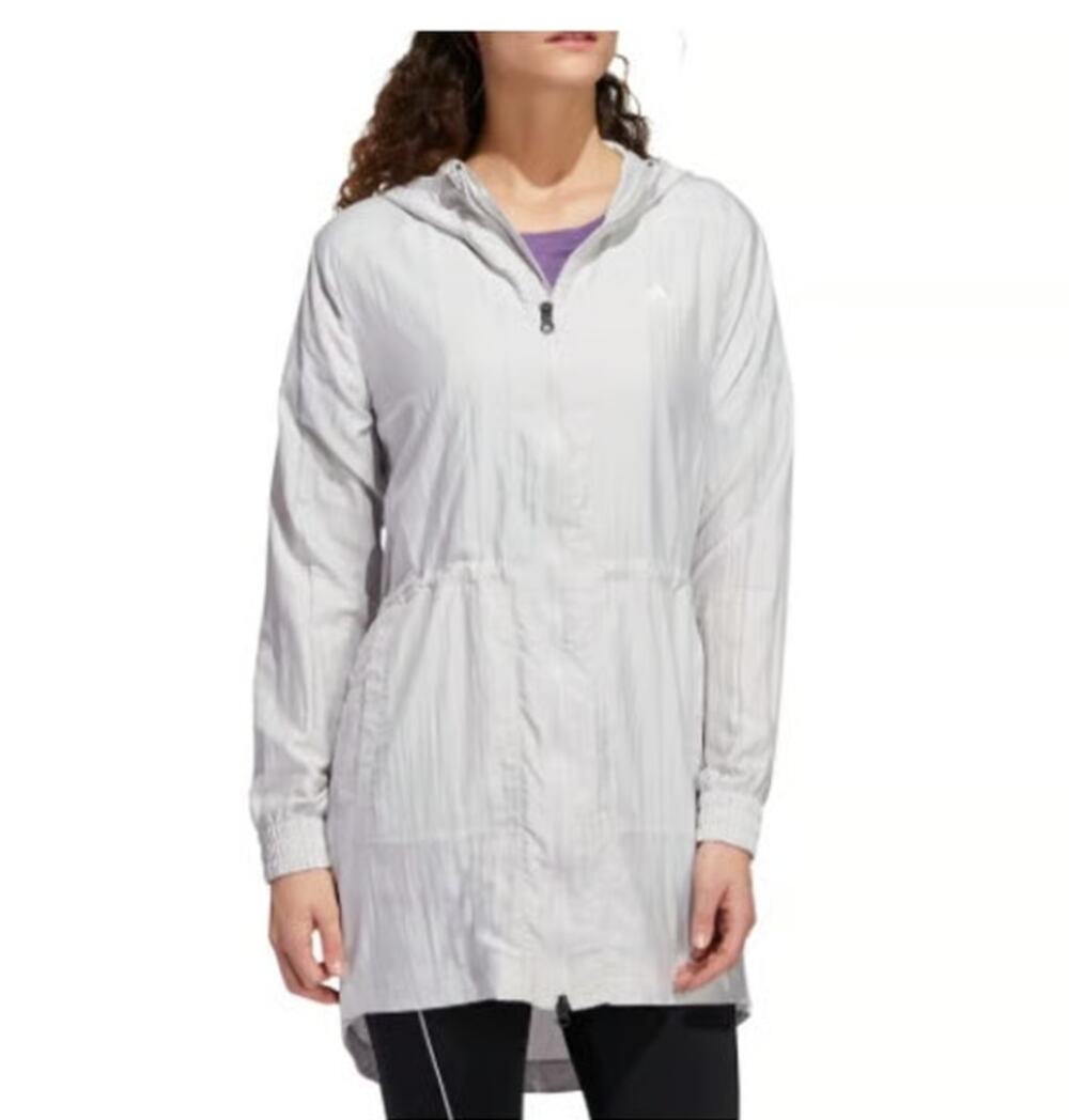 Adidas White Longline Hooded Training Jacket Dress Size XL Athleisure